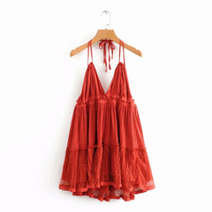 Strappy Mesh V-neck Mini Dress