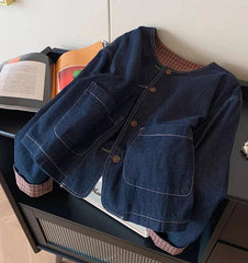 Denim Plaid Patchwork Jacket
