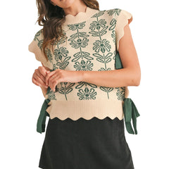 Flower Knitted Tie Up Vest