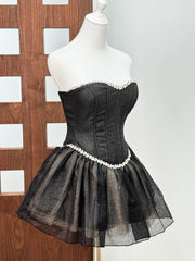Grey Strapless Diamonds Beaded Mini Dress