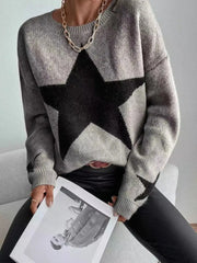 Star Pattern O-Neck Sweater Pullover