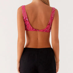 Beaded Printed Micro Short Top