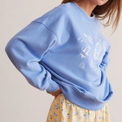 Blue Beach Embroidered Sweatshirt