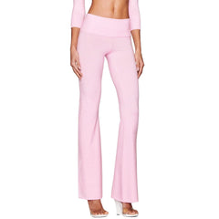 Knitted Low Waisted Bow Flared Pants