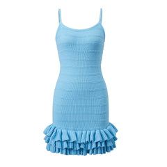 Knitted Ruffle Hem Spaghetti Strap Mini Dress
