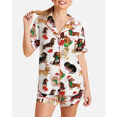 Christmas Santa Pets Print Pajamas Set