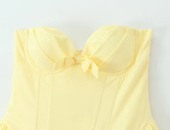 Wire Chest Boning Long Strapless Dress