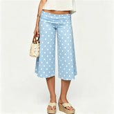 Polka Dot Fold Over Cropped Palazzo Pants
