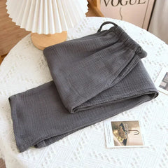 Printed Crepe Cotton Straight Drawstring Trousers