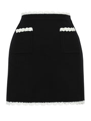 Colorblock Round Neck Sleeveless Top And High Waist Mini Skirt Set