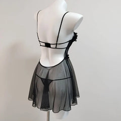 Frill Chest Pad See Through Nightdress