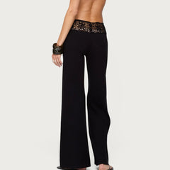 Crochet Knit Low Waist Pants