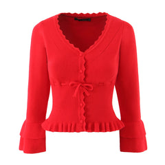 Knit Cropped Drawstring Cardigan Top