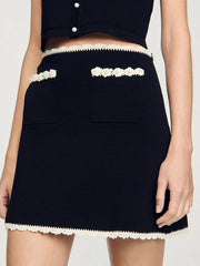 Colorblock Round Neck Sleeveless Top And High Waist Mini Skirt Set