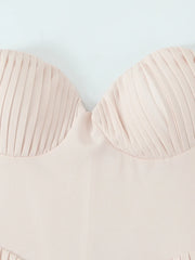 White Strapless Pleated Maxi Dress