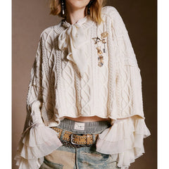 Cable Knit Round Neck Long Sleeve Sweater