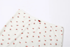 White Ribbed Rose Print Crop Corset And Midi Skirt Set