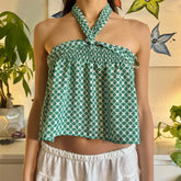 Printed Strapless Tie Up Peplum Top