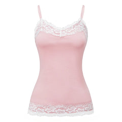 Stripe Lace Trim Cami Top