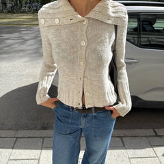 Lapel Buttoned Knitted Cardigan