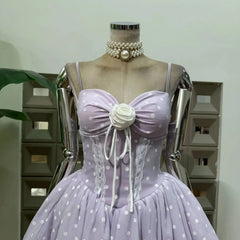 Polka Dot Corset Spaghetti Strap 3D Flower Flared Mini Dress