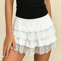 Lace Tiered Mini Skirt