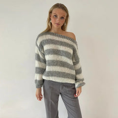 Striped Crew Neck Knit Sweater