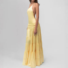 Open Back Ruffled Maxi Dress