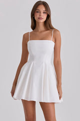 Spaghetti Strap Pleated Hem Mini A-line Dress