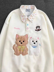 Pet Embroidery Print Collar Sweatshirt