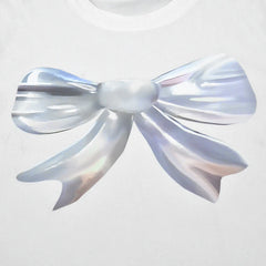 White Short Sleeve Silver Bow Tee