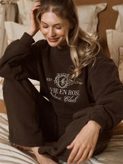 Letter Print Sweatshirt And Pants Set