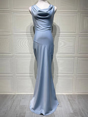 Satin Cowl Neck Backless Maxi Dress