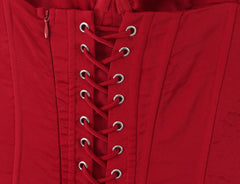 Red Tie-Up Back Corset Slit Midi Dress