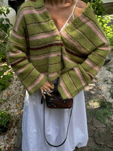 Green Striped Cardigan