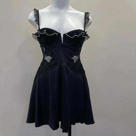 Ruffle Strap Satin Nightdress