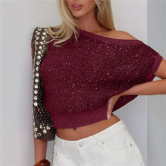 Sequin Knit Off The Shoulder Top
