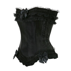 Satin Bow Lace Strapless Corset Top