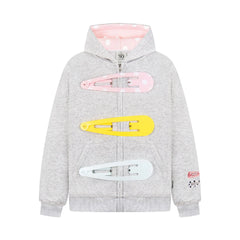 Large Hairclip Zipper Hoddie