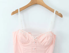 Embroidery Floral Bra Corset Mini Dress