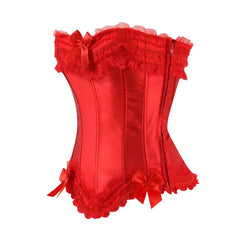 Satin Bow Lace Strapless Corset Top