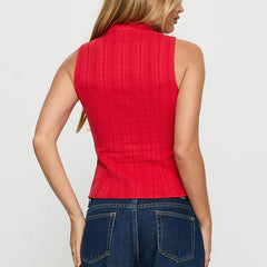 Keyhole Tie Front Sleeveless Top