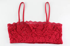 Red Lace Srap Crop Top And Midi Skirt Set