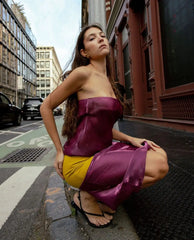 Satin Tube Color Patchwork Long Dress