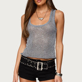 Sequin Sheer Knit Tank Top