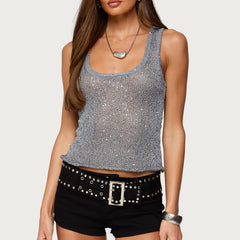 Sequin Sheer Knit Tank Top