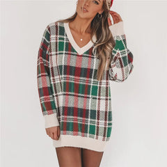 Plaid V Neck Sweater