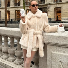 Belt Faux Fur Coat