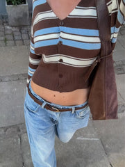 Striped Knit Sweater Cardigan