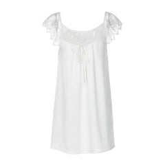 Lace Trim Patchwork Satin Square Neck Mini Dress